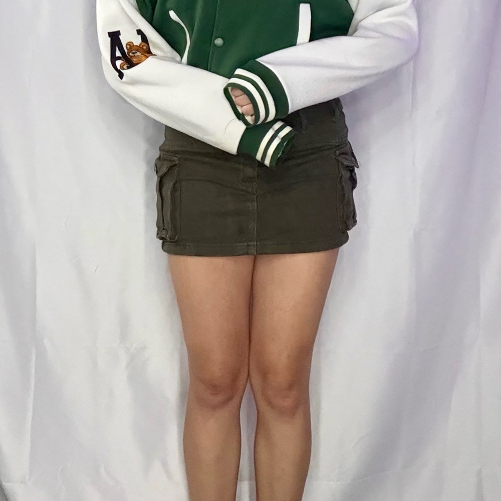 Green Jean Mini Skirt